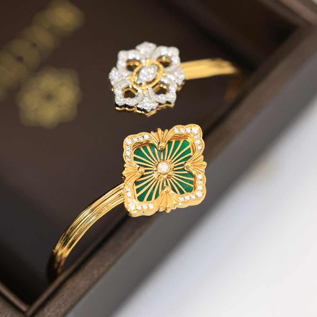 Van Cleef & Arpels Elegant Gold Plated Bracelets with Enamel and Diamond Accents